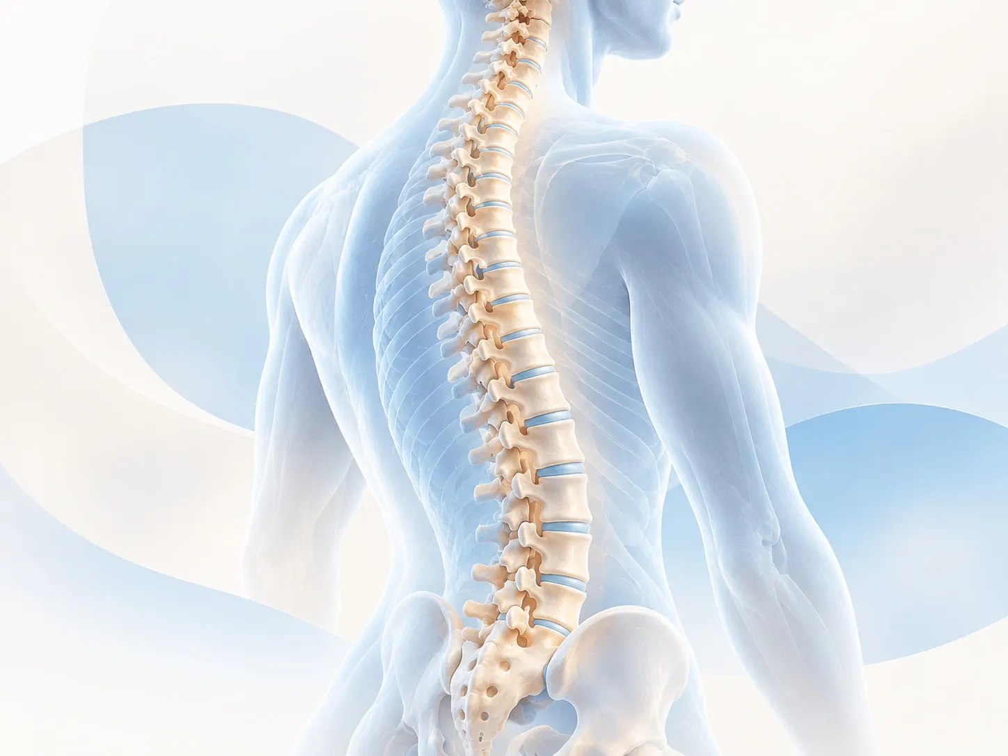 Illustration of the spine within the back, seen from behind